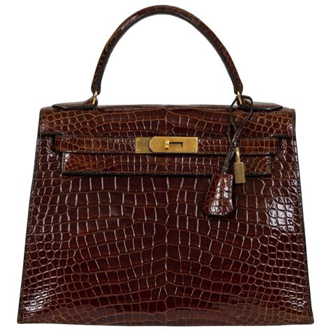 hermes kelly crocodile brown|hermes kelly crocodile price.